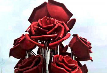 玫瑰雕塑-大型不锈钢玫瑰花花束雕塑