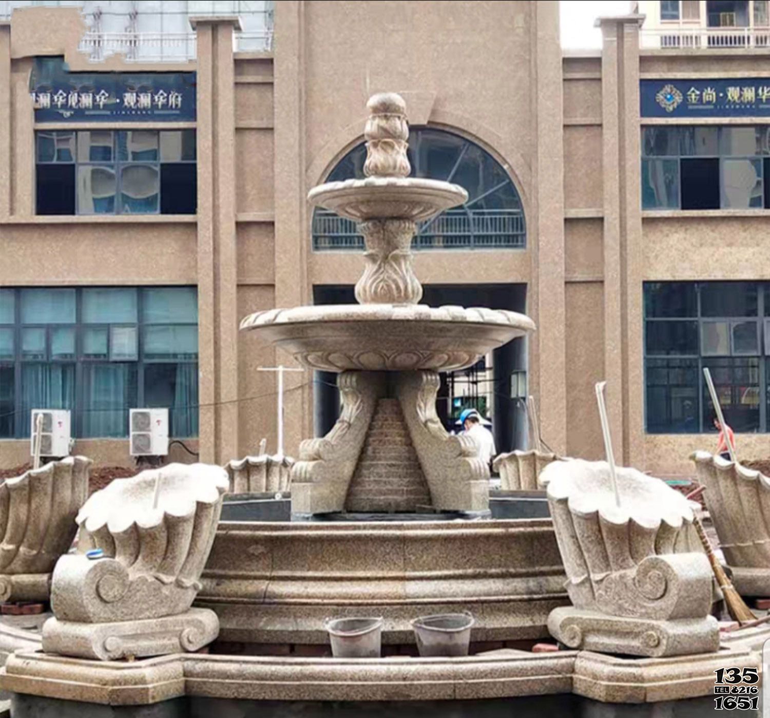 喷泉雕塑-酒店别墅创意大理石切面喷泉雕塑高清图片