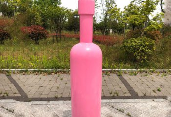 豹子雕塑-公园创意玻璃钢粉色瓶子雕塑