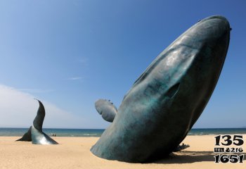海豚雕塑-户外海豚创意不锈钢沙滩上的海豚雕塑