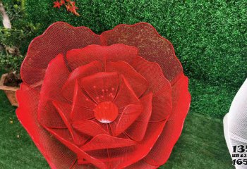 花朵雕塑-公园草坪彩色不锈钢镂空花朵雕塑