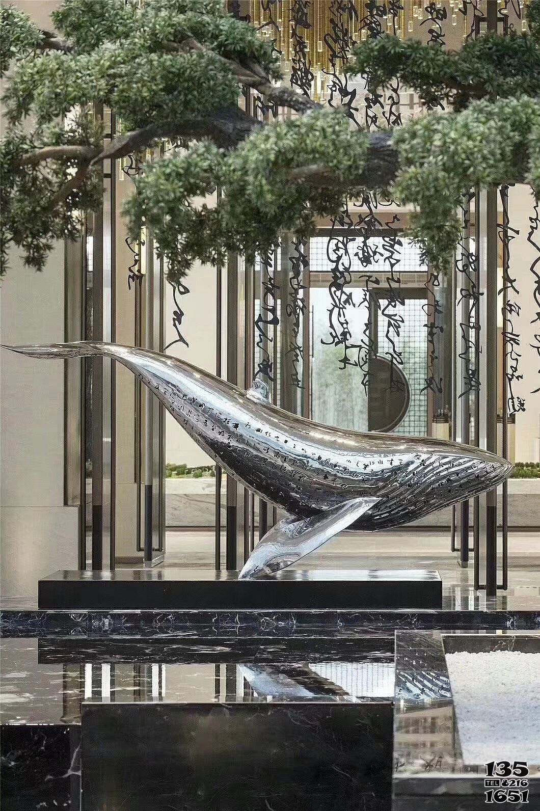 景观雕塑-别墅酒店不锈钢创意镜面海豚景观雕塑