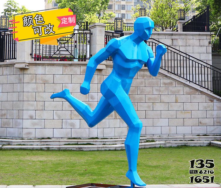 跑步雕塑-体育跑步户外玻璃钢运动人物雕塑高清图片