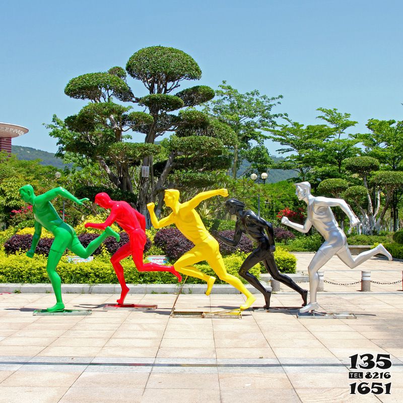 篮球雕塑-户外抽象人物玻璃钢体育广场跑步打篮球运动景观摆件雕塑