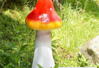 蘑菇雕塑-公园创意玻璃钢单个红色蘑菇雕塑
