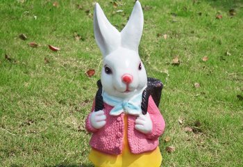 兔子雕塑-景区一只背筐的树脂兔子雕塑
