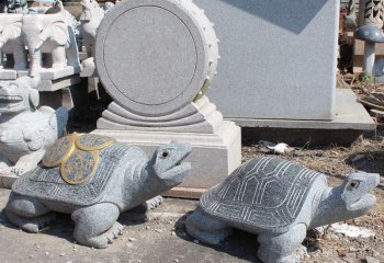 乌龟雕塑-庭院创意大理石石雕行走的两只乌龟雕塑