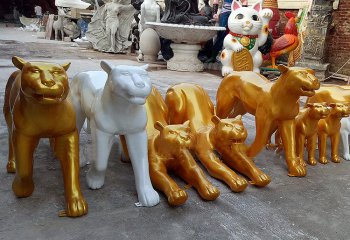 豹子雕塑-公园广场不锈钢电镀烤漆喷漆豹子个性雕塑