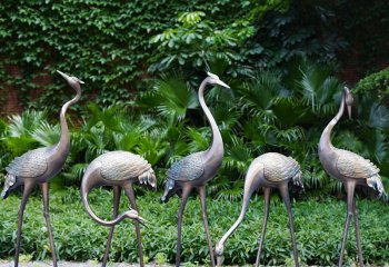 丹顶鹤雕塑-公园不锈钢仿铜姿态各异的丹顶鹤雕塑