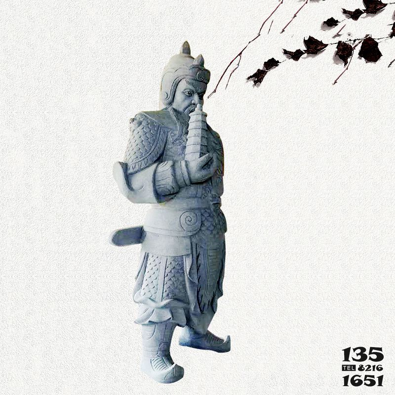 佛塔雕塑-中国古代神话中的托塔天王石雕塑高清图片