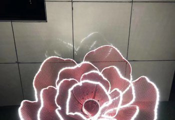 花朵雕塑-不锈钢照明镂空花朵雕塑