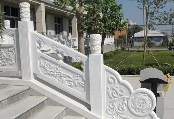 栏板栏杆雕塑-庭院楼梯扶手汉白玉浮雕兰梅竹菊花纹栏杆雕塑