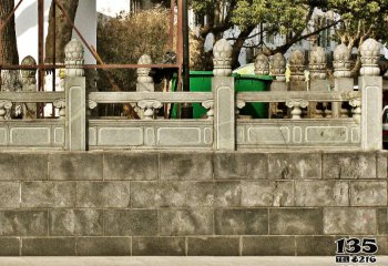 栏杆栏板雕塑-佛教寺院青石莲花护栏雕塑