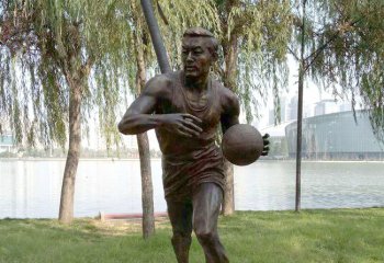 篮球雕塑-公园打篮球人物玻璃钢仿铜雕塑