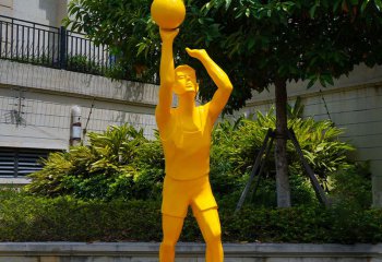 篮球雕塑-体育广场户外抽象打篮球运动景观玻璃钢雕塑