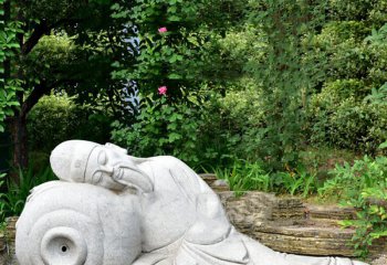 李白雕塑-公园唐代诗人李白醉酒砂岩石雕景观