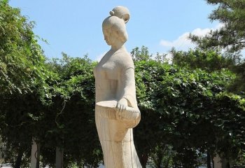 秦罗敷雕塑-园林历史人物著名美女秦罗敷砂岩石雕塑像