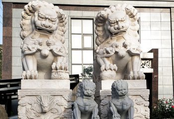 狮子雕塑-砂石石雕大型仿真动物狮子雕塑