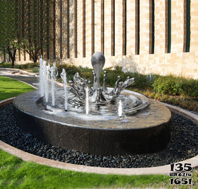 水滴雕塑-别墅小区创意抽象喷泉水滴雕塑高清图片