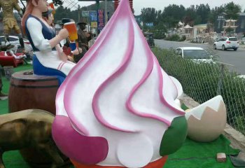 冰淇淋雕塑-学校步行街摆放火炬形状玻璃钢冰淇淋雕塑