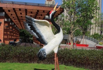 丹顶鹤雕塑-玻璃钢彩绘创意公园景区丹顶鹤雕塑