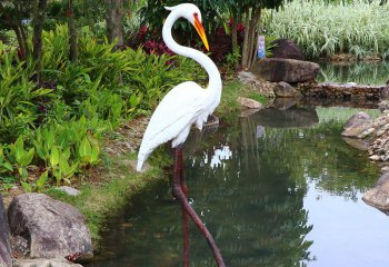 丹顶鹤雕塑-不锈钢景区池塘边上的丹顶鹤雕塑