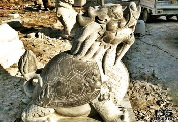 龙龟雕塑-公园里摆放的坐着直视的青石石雕创意龙龟雕塑