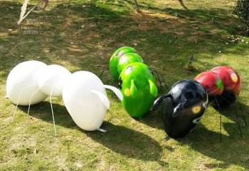 蚂蚁雕塑-公园广场摆放三只创意彩绘玻璃钢蚂蚁雕塑