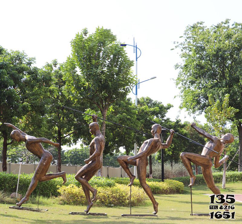 跑步雕塑-户外公园林景观小区学校体育广场玻璃钢抽象跑步运动人物雕塑摆件_