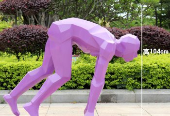 跑步雕塑-学校户外抽象跑步运动人物剪影玻璃钢雕塑