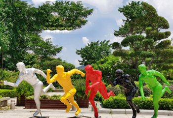人物雕塑-户外抽象玻璃钢彩绘运动员大型园林景观校园体育馆装饰品人物雕塑