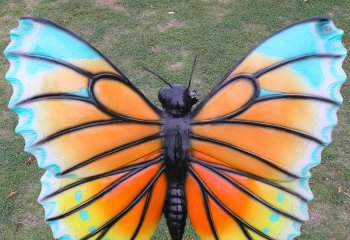 蝴蝶雕塑-花园玻璃钢彩绘蝴蝶雕塑