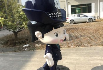 警察雕塑-玻璃钢卡通指挥交通的女警察雕塑