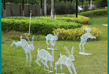 兔子雕塑-公园装饰品摆件不锈钢形态各异的兔子雕塑