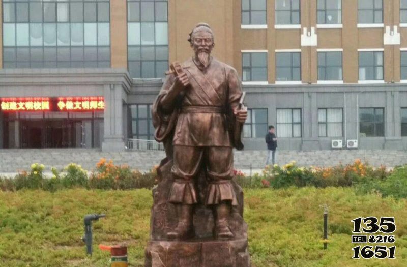 鲁班雕塑-学校广场摆放古代名人木匠鲁班铸铜雕塑