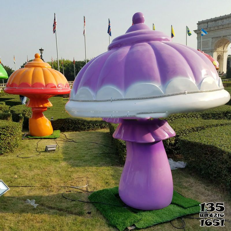蘑菇雕塑-卡通蘑菇摆件户外玻璃钢植物雕塑园林蘑菇雕塑高清图片