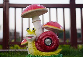 蘑菇雕塑-公园玻璃钢童趣玻璃钢蜗牛蘑菇雕塑