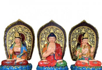 三圣雕塑-玻璃钢彩绘寺庙供奉佛像三圣雕塑