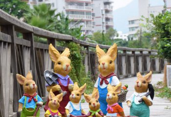 兔子雕塑-景区摆件树脂彩绘兔子雕塑