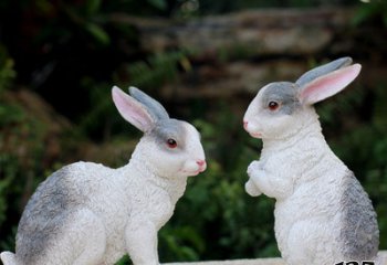 兔子雕塑-幼儿园两个玻璃钢兔子雕塑
