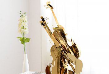 小提琴雕塑-卧室时尚装饰摆件多个不锈钢交织的小提琴雕塑