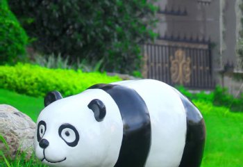 熊猫雕塑-花园广场园林景观摆放可爱熊猫玻璃钢雕塑