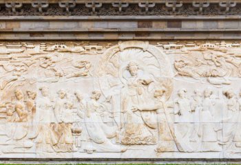 影壁雕塑-古代美女人物石浮雕影壁