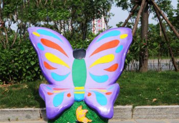 座椅雕塑-售楼部草坪摆放卡通紫色蝴蝶雕塑摆件户外玻璃钢动物座