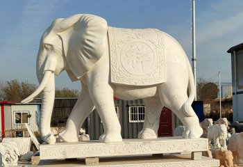 大象雕塑-景区大型景观大理石石雕大象雕塑