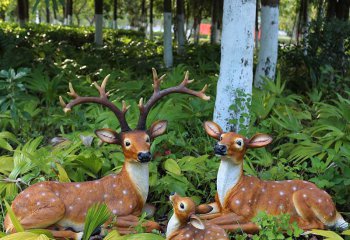 梅花鹿雕塑-户外草丛创意景观装饰品仿真动物梅花鹿雕塑