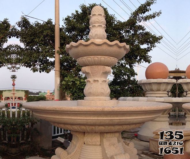 喷泉雕塑-小区景观大型花岗岩双层喷泉石雕高清图片