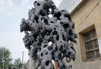 太湖石雕塑-企业创意大理石镂空个性太湖石雕塑