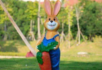兔子雕塑-酒店一只抱萝卜的男款兔子雕塑