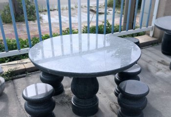 桌椅雕塑-医院景观户外大理石黑简约石桌子石桌凳